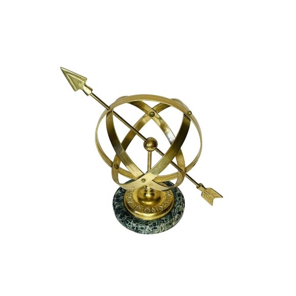 Vintage Armillary Sphere Brass Globe Celestial Nautical Marble Base 10" x 6.5" - Picture 9 of 9
